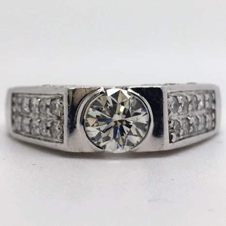 1.31 Carat Round-Cut Diamond Engagement Ring in 14k White Gold
